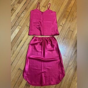 Vintage Body Chic Women’s Set Red Sz Medium top and bottom Under Garments